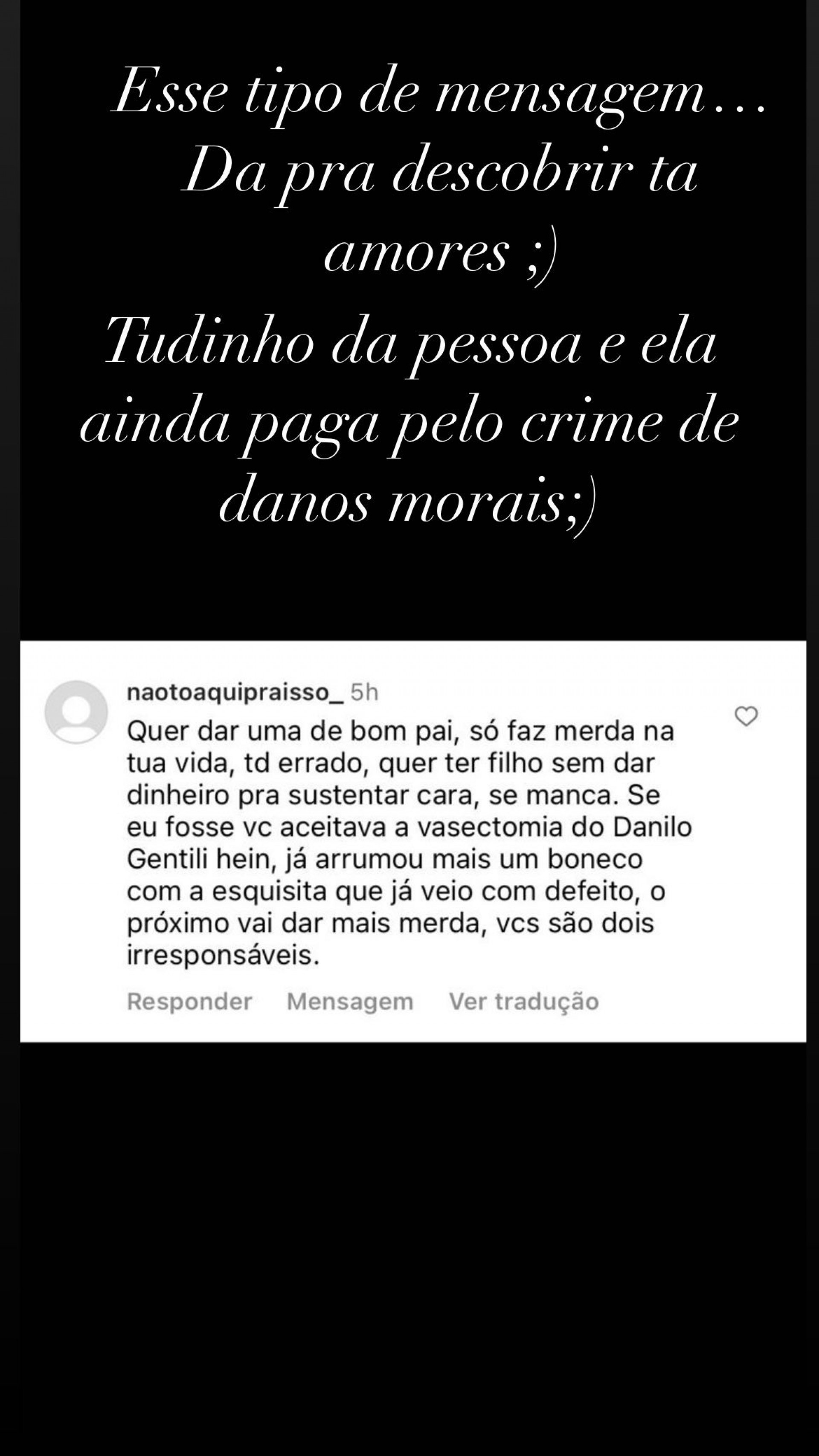 Cintia Dicker expõe mensagem de ódio e avisa que vai acionar Justiça contra hater - Reprodução/Instagram