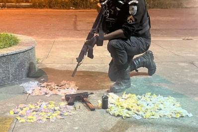 Trio é preso com submetralhadora, granada e drogas em Mesquita