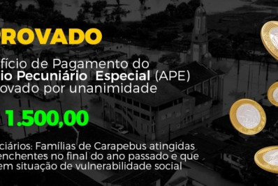 Auxílio Pecuniário de R$ 1,5 mil para família atingida por enchente é aprovado por unanimidade
