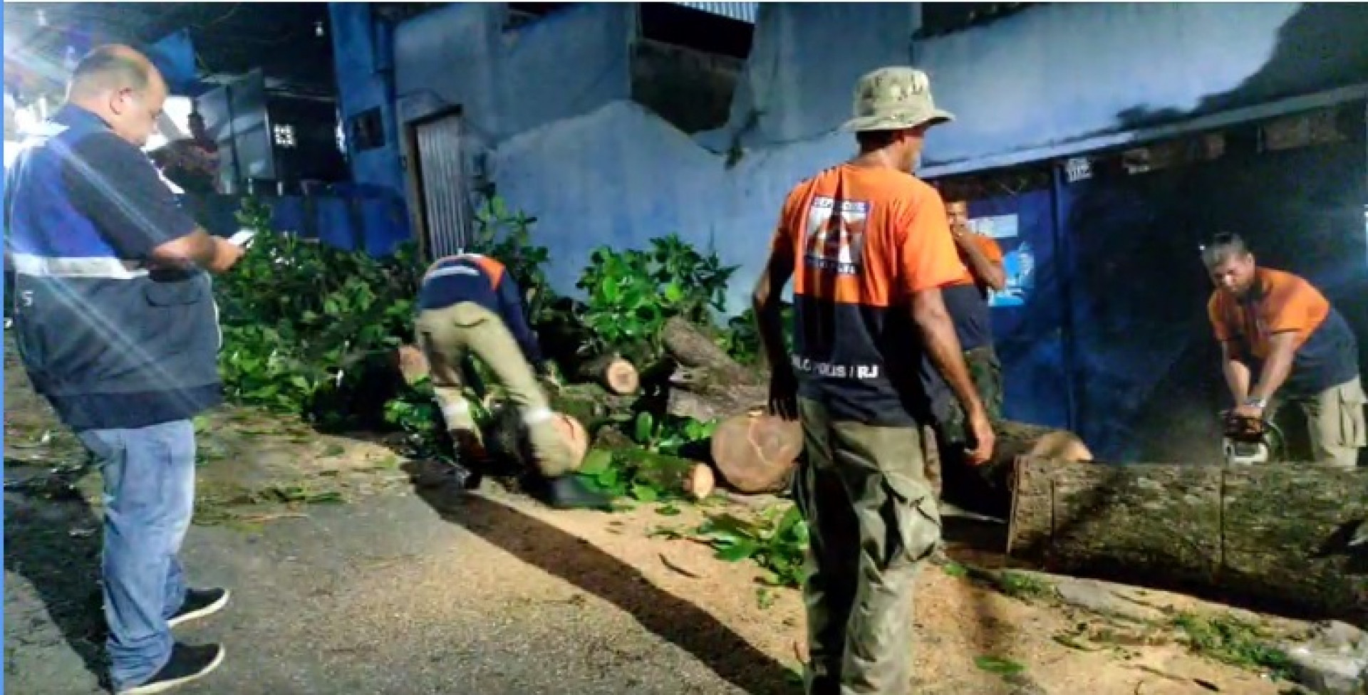 Motosserras foram utilizadas nos trabalhos de remo&ccedil;&atilde;o dos troncos de &aacute;rvores - Divulga&ccedil;&atilde;o