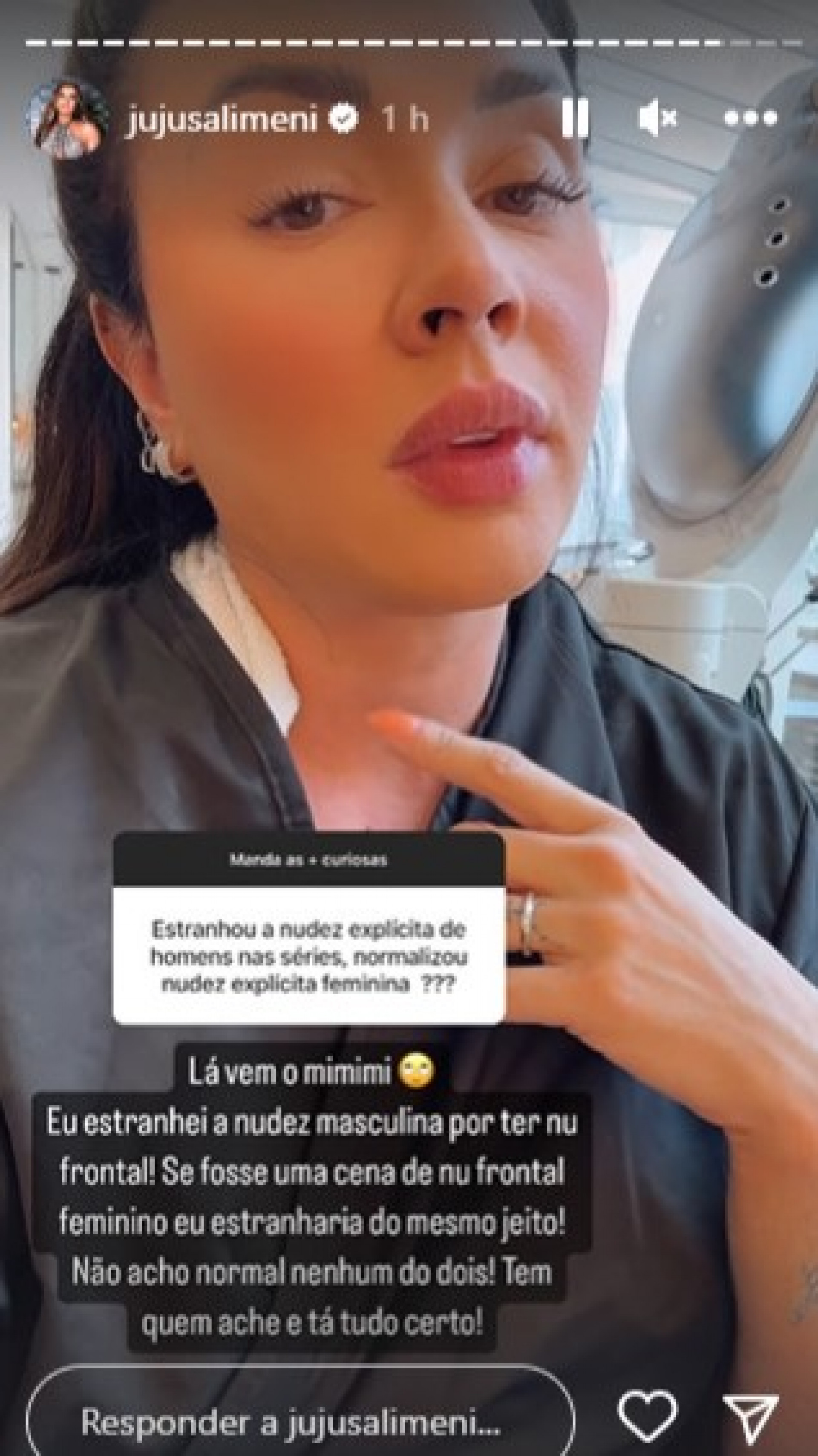 Juju Salimeni rebate crítica por se incomodar com nudez frontal masculina em série da Netflix - Reprodução/Instagram