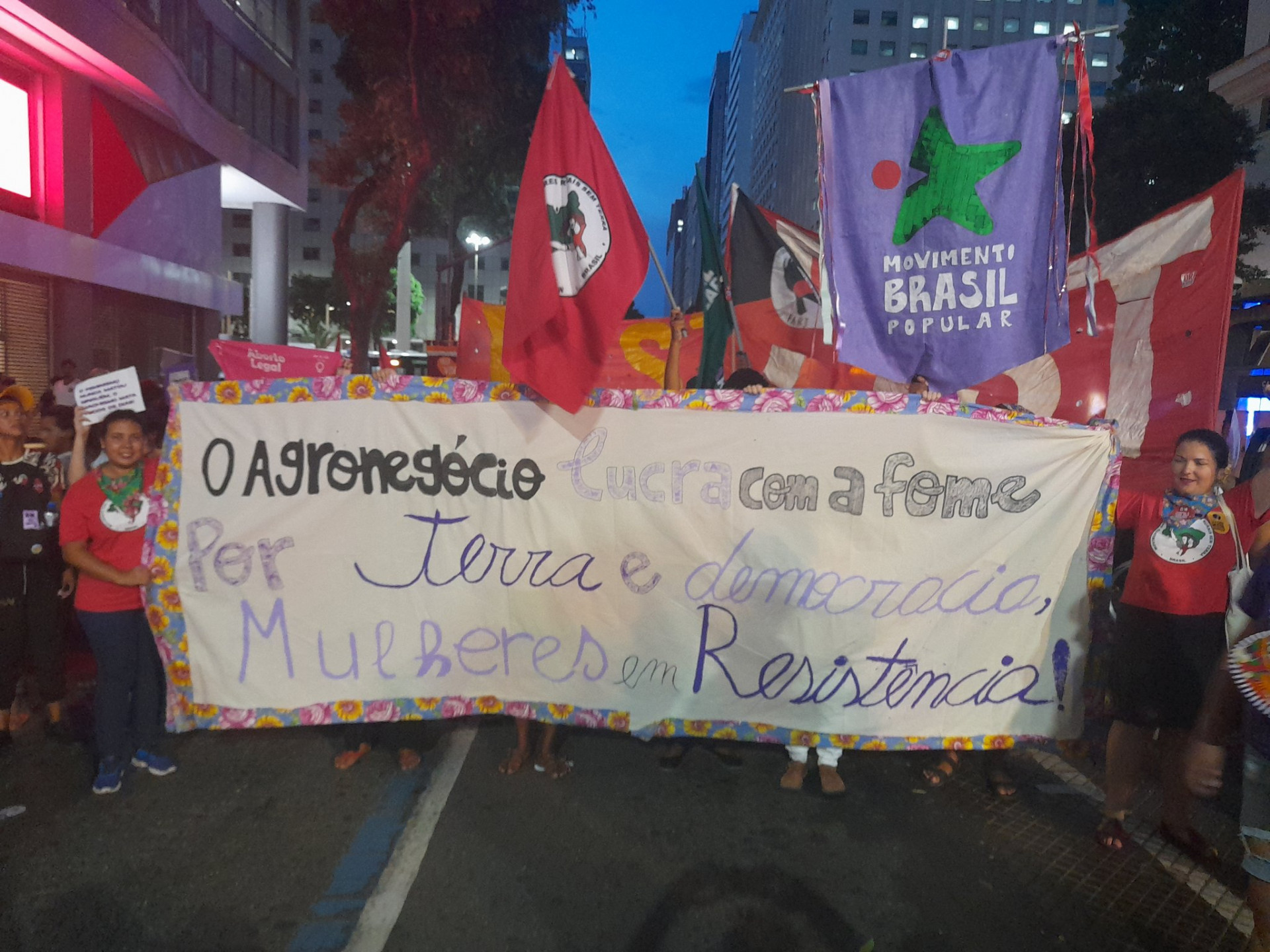 Mulheres de diversas faixas etárias se reuniram na Cinelândia para fazer reinvindicações e comemorar o dia 8 de março   - Reprodução/Redes Sociais