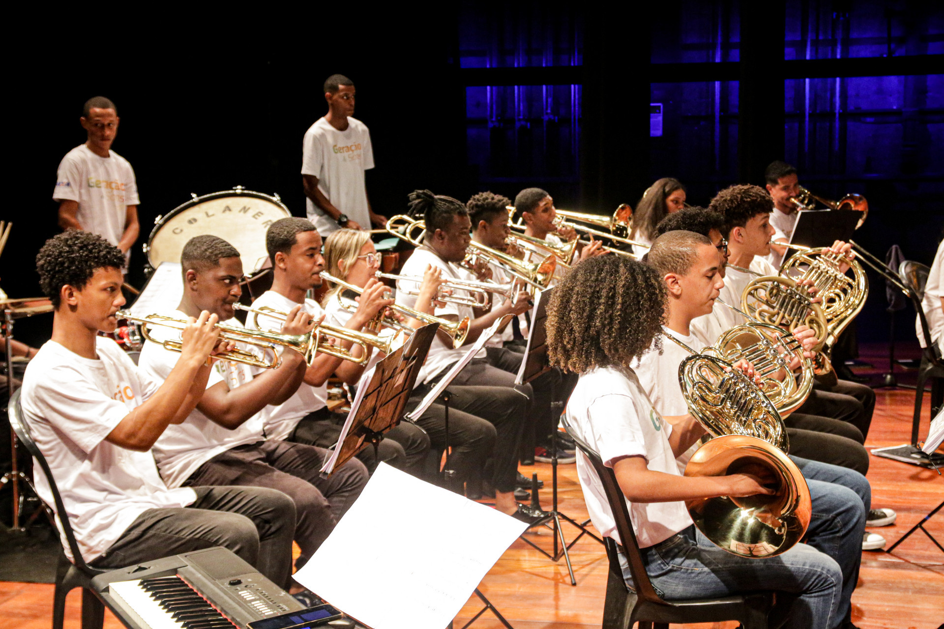 Banda Sinfônica de Santa Cruz do projeto Geração de Sons. Concerto de Natal, em 21 de dezembro de 2022, no Teatro Nelson Rodrigues, no Rio - Rafael Ribeiro/Instituto Brasileiro de Música e Educação