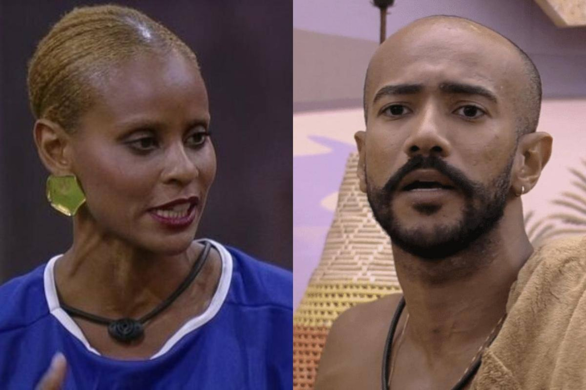 Alface e Aline conversavam sobre o jogo na área externa da casa - Reprodução/Internet