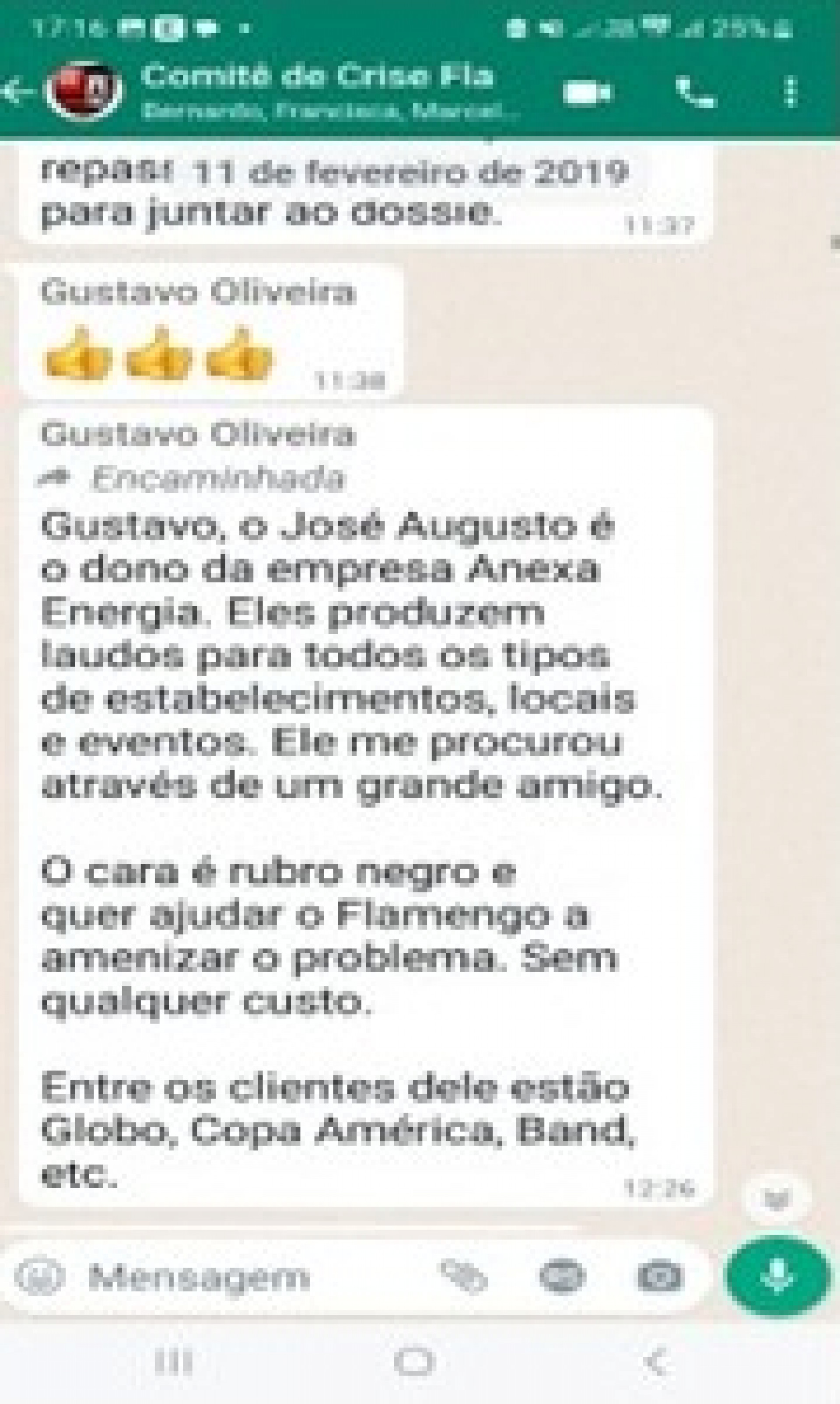 Mensagens mostram que primeiro contato do Flamengo com o engenheiro só poderia ter acontecido a partir do dia 11 de fevereiro - Foto: Reprodução/Flamengo
