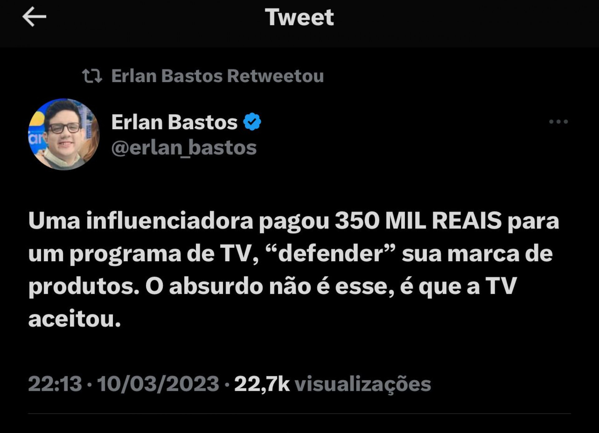 Erlan Bastos - Reprodu&ccedil;&atilde;o Twitter