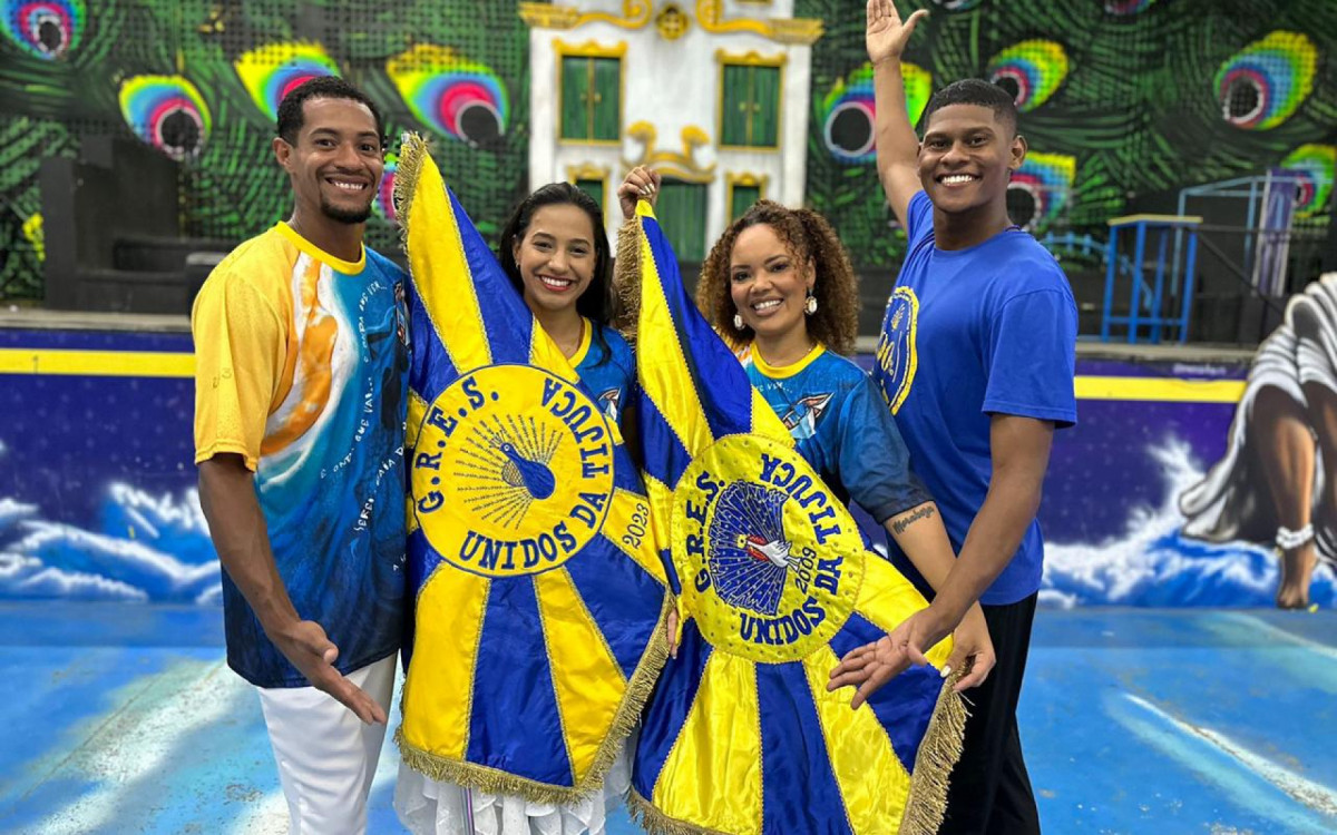 Rafael Gomes e Thain&aacute; Teixeira (a esquerda) j&aacute; iniciaram a prepara&ccedil;&atilde;o para 2024 ao lado de Lucinha Nobre e Matheus Andr&eacute;