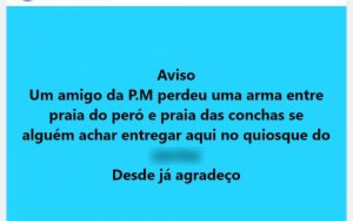 A publicação pede, ainda, para que quem encontrar, entregar em um quiosque.