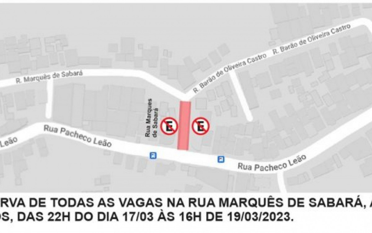 As vagas da Rua Marqu&ecirc;s de Sabar&aacute; ser&atilde;o reservadas para o evento