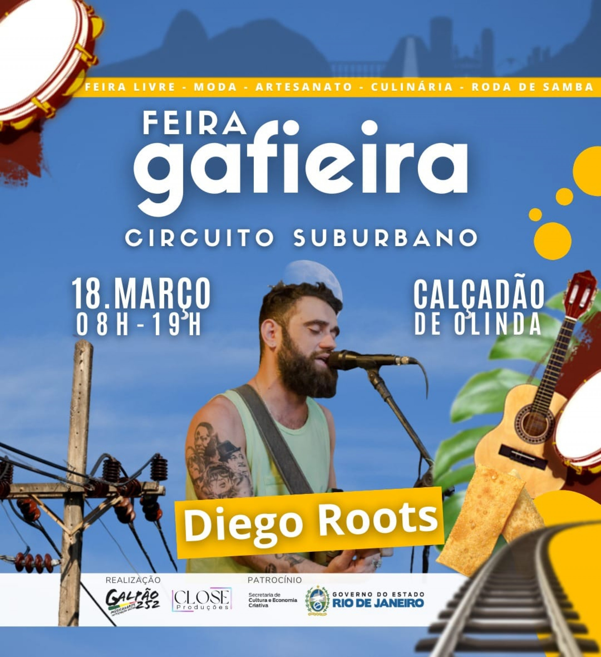 Diego Roots ser&aacute; uma das atra&ccedil;&otilde;es no evento gratuito Feira da Gafieira - Divulga&ccedil;&atilde;o