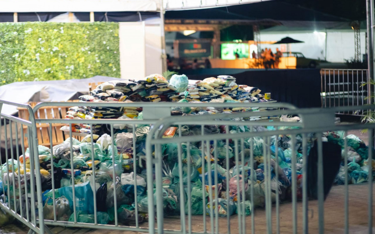 Parte dos alimentados arrecadados na edi&ccedil;&atilde;o passada do Festival de Covers