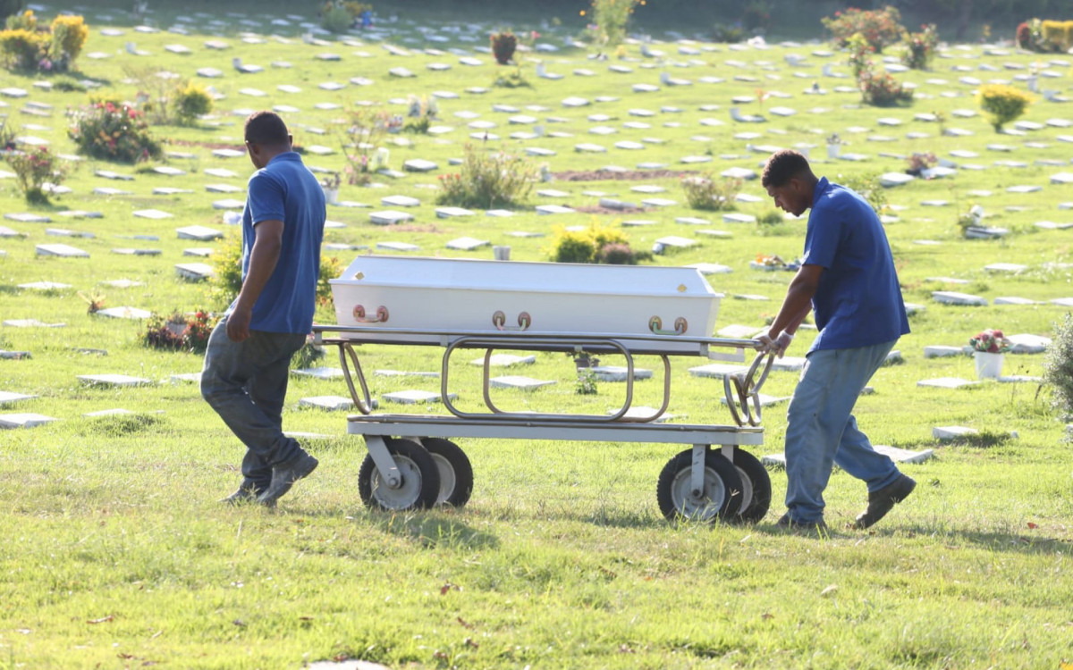 Sepultamento das irmãs Gabrielle Lima Corrêa, de 10 anos, e Larissa Lima Corrêa, de 2 anos, mortas em um acidente de carro em Guapimirim, no último sábado (18) - Cleber Mendes / Agência O Dia