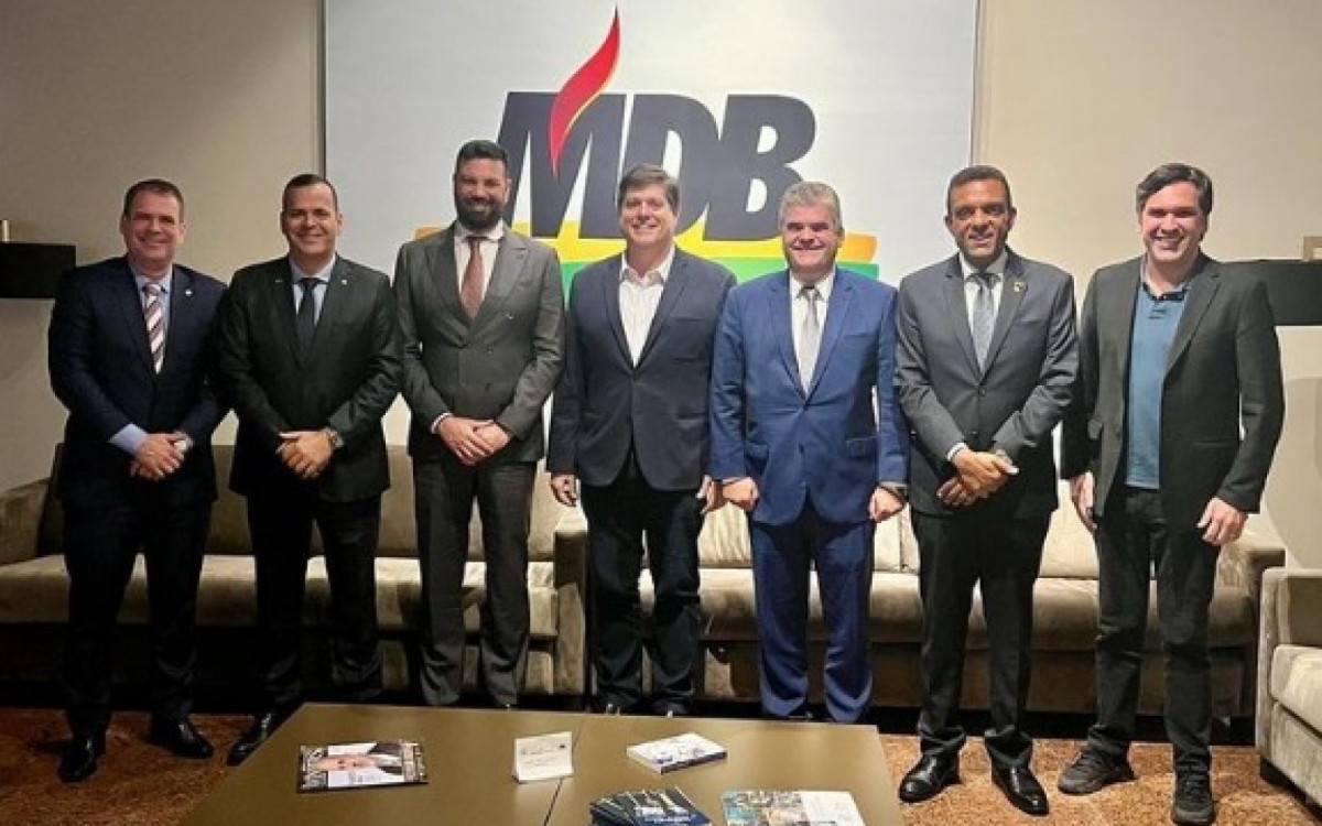 Apoio à pré-candidatura do deputado federal Otoni de Paula foi anunciada em reunião da cúpula do MDB, em Brasília - Reprodução/Redes Sociais