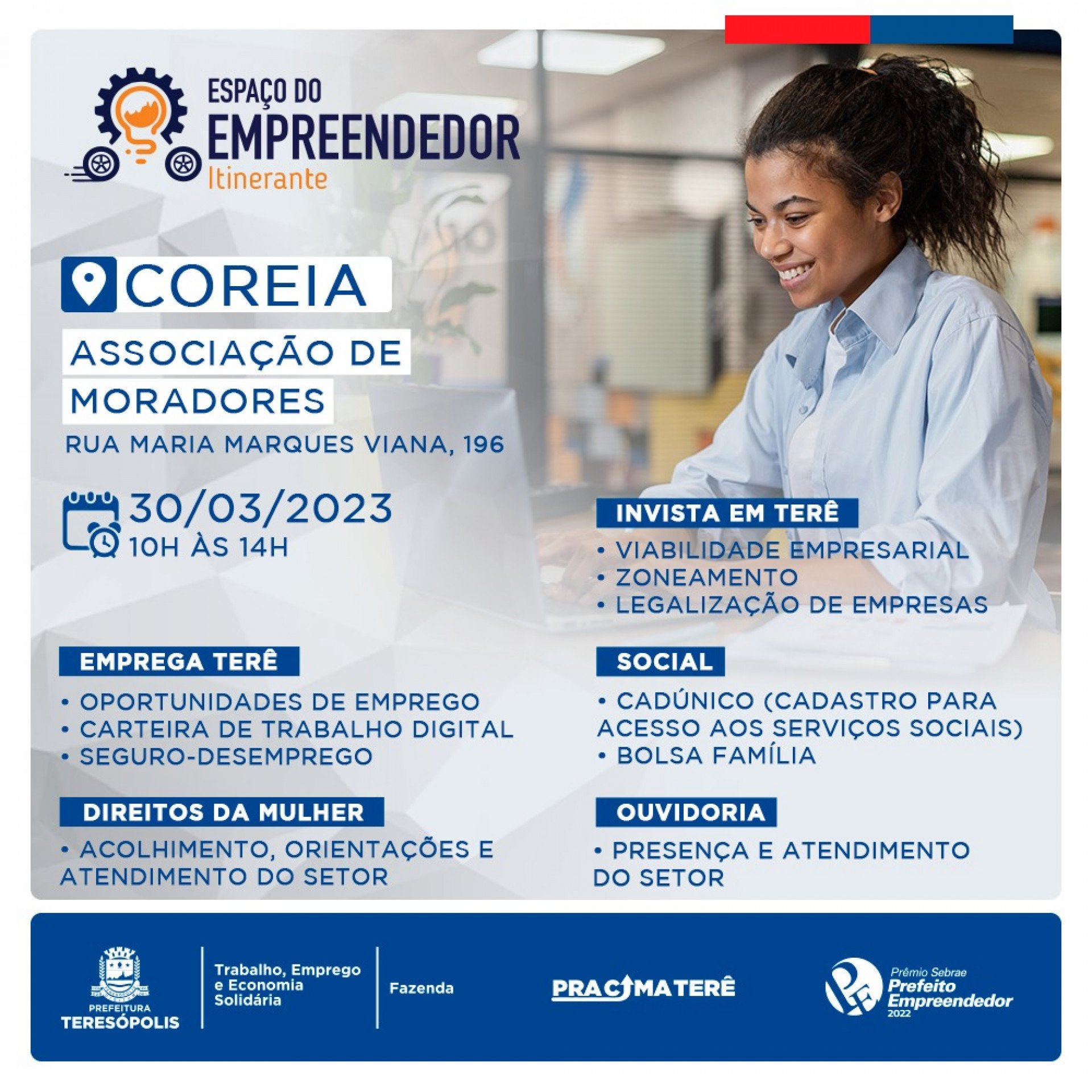 Espa&ccedil;o do Empreendedor Itinerante leva servi&ccedil;os gratuitos &agrave; Coreia - Divulga&ccedil;&atilde;o Prefeitura de Teres&oacute;polis