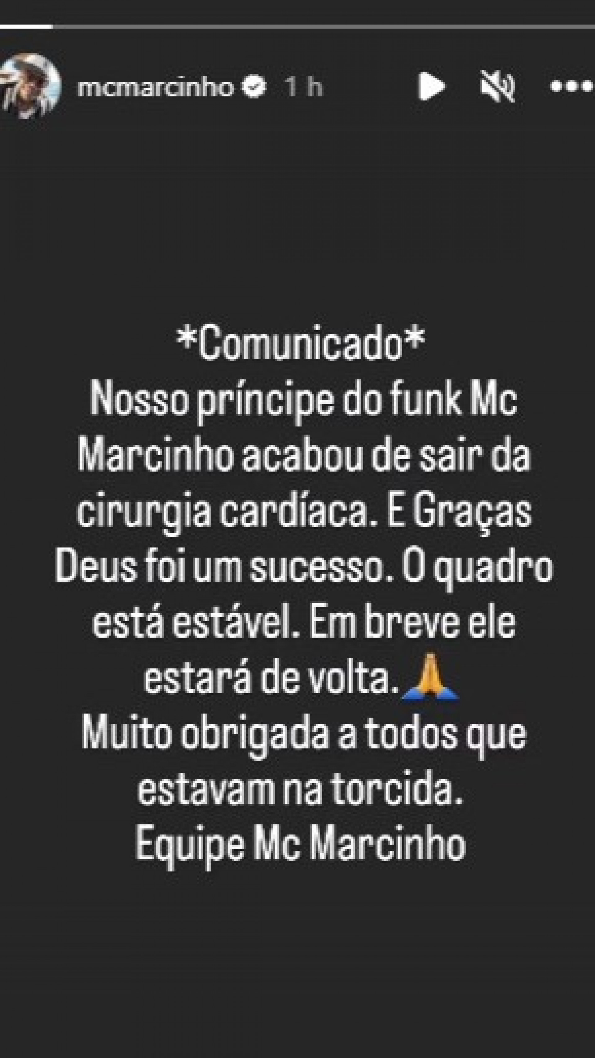 MC Marcinho passa por cirurgia no coração - Reprodução/Instagram