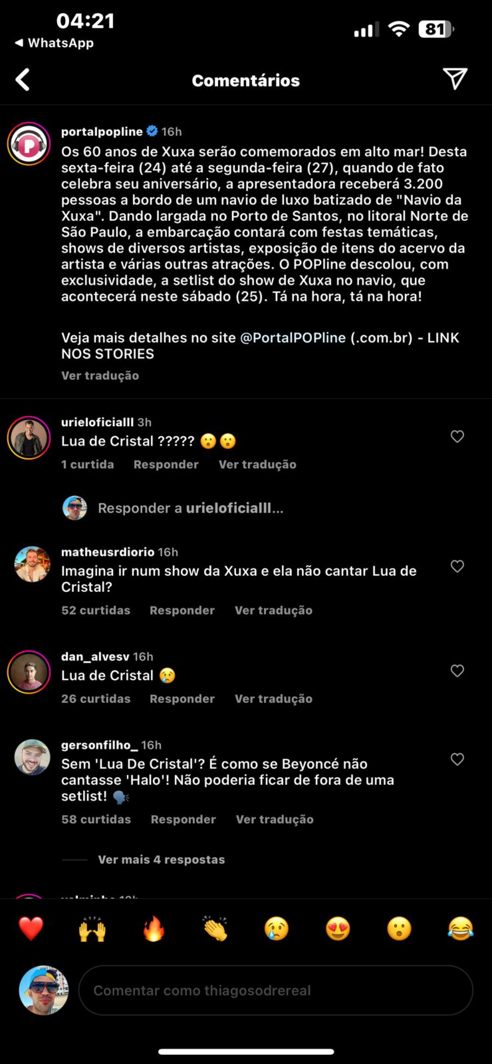 Comentários da Internet - Foto reprodução internet