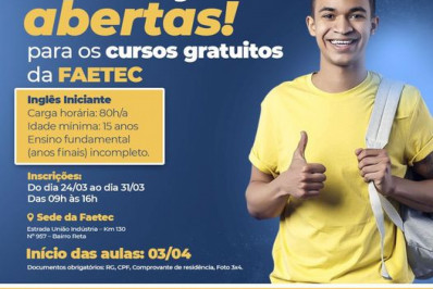 Faetec oferece curso de inglês gratuito em Levy Gasparian