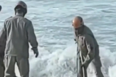 Bombeiros resgatam jacaré em praia no Recreio dos Bandeirantes