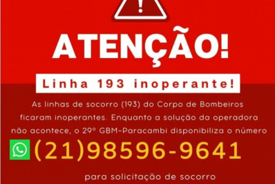 Corpo de Bombeiros divulga número para emergências em Paracambi