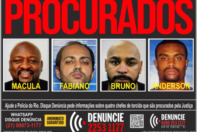 Disque Denúncia pede informações sobre presidentes de torcidas organizadas foragidos