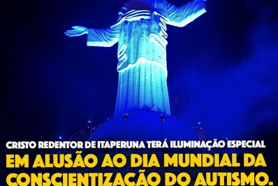 Cristo Redentor fica azul neste domingo, por conta do Dia da Conscientização do Autismo