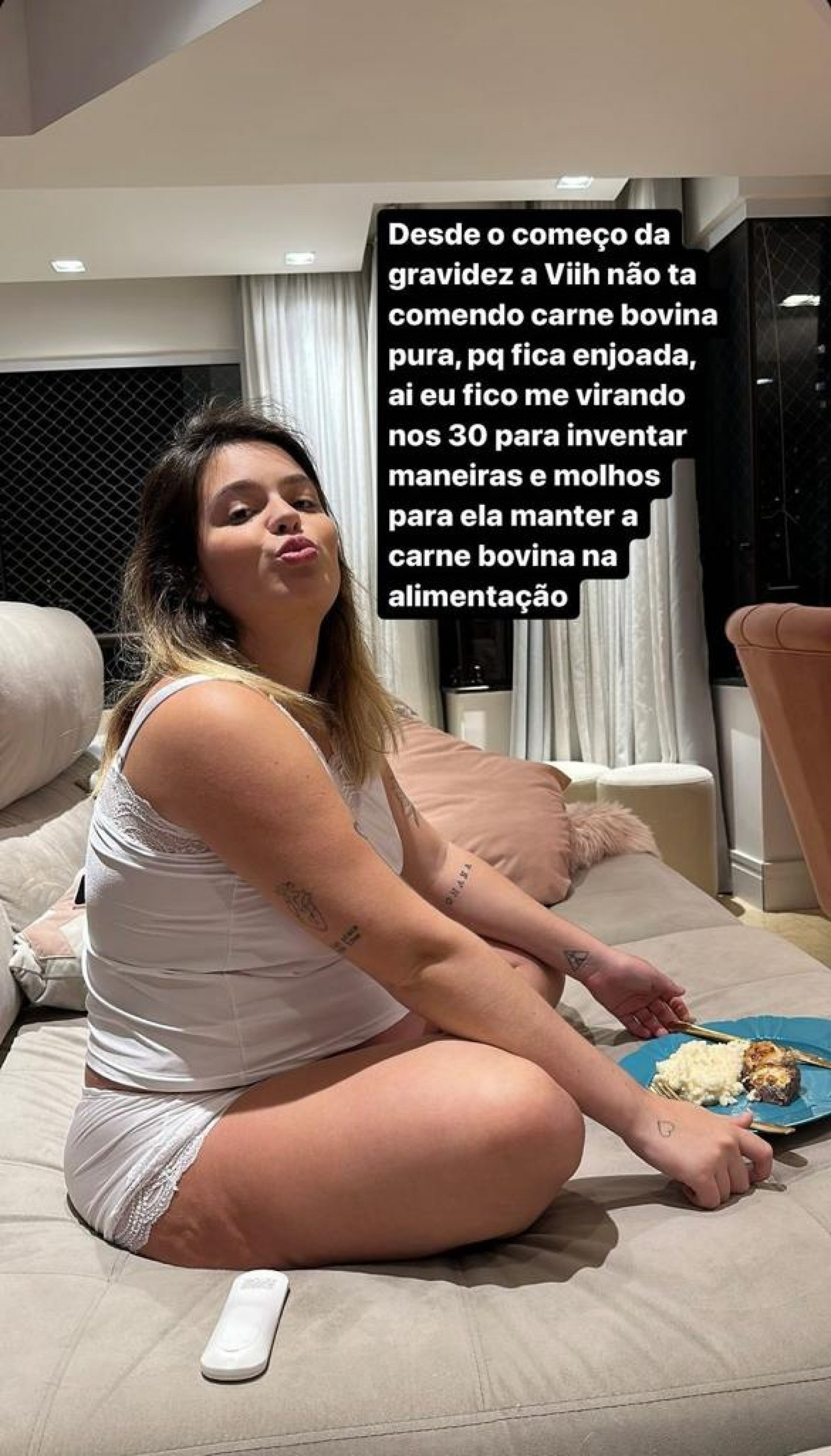 Eliezer compartilha dica que usa para que Viih Tube coma carne bovina sem enjoar por causa da gravidez - Reprodução Instagram