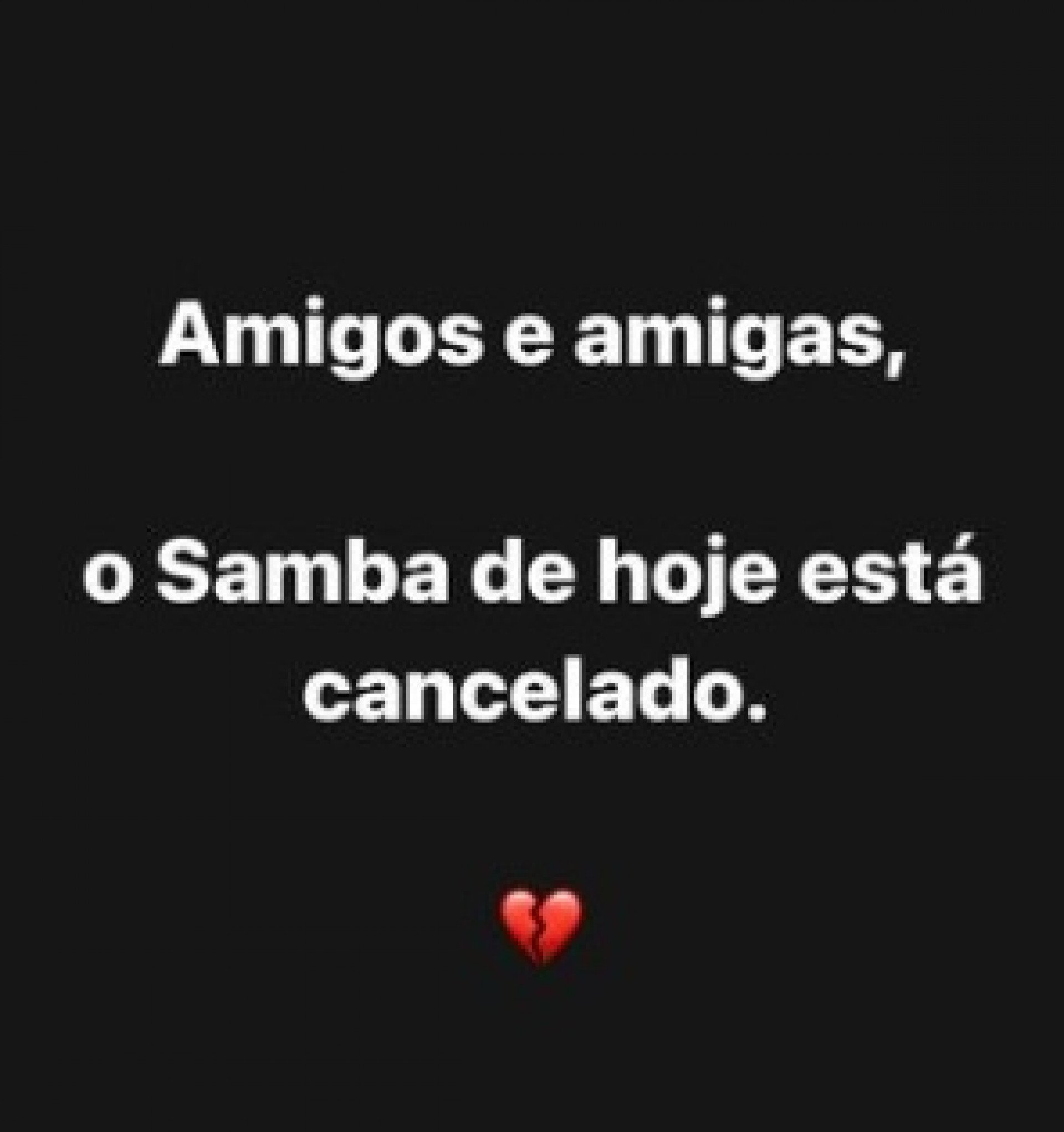 Bar do Omar comunicou cancelamento de roda de samba criada por Thiago Leonel Fernandes da Motta - Reprodução/Redes Sociais