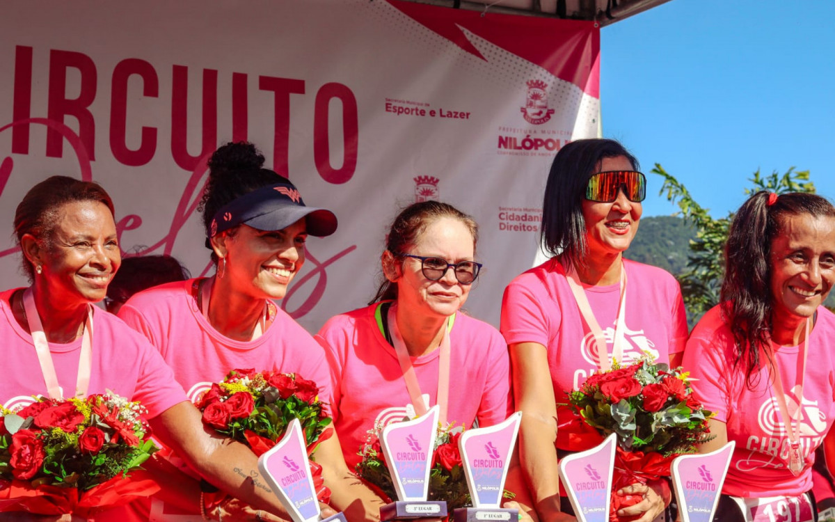 As cinco primeiras colocadas no Circuito Delas no Parque Gericin&oacute;
