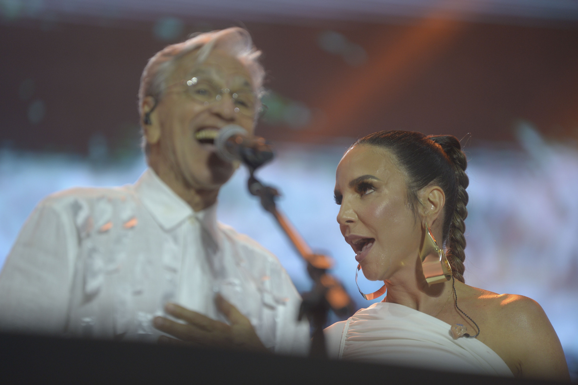 Caetano Veloso e Ivete Sangalo durante show pelo aniversário de Salvador - Ag News / Andre Muzell