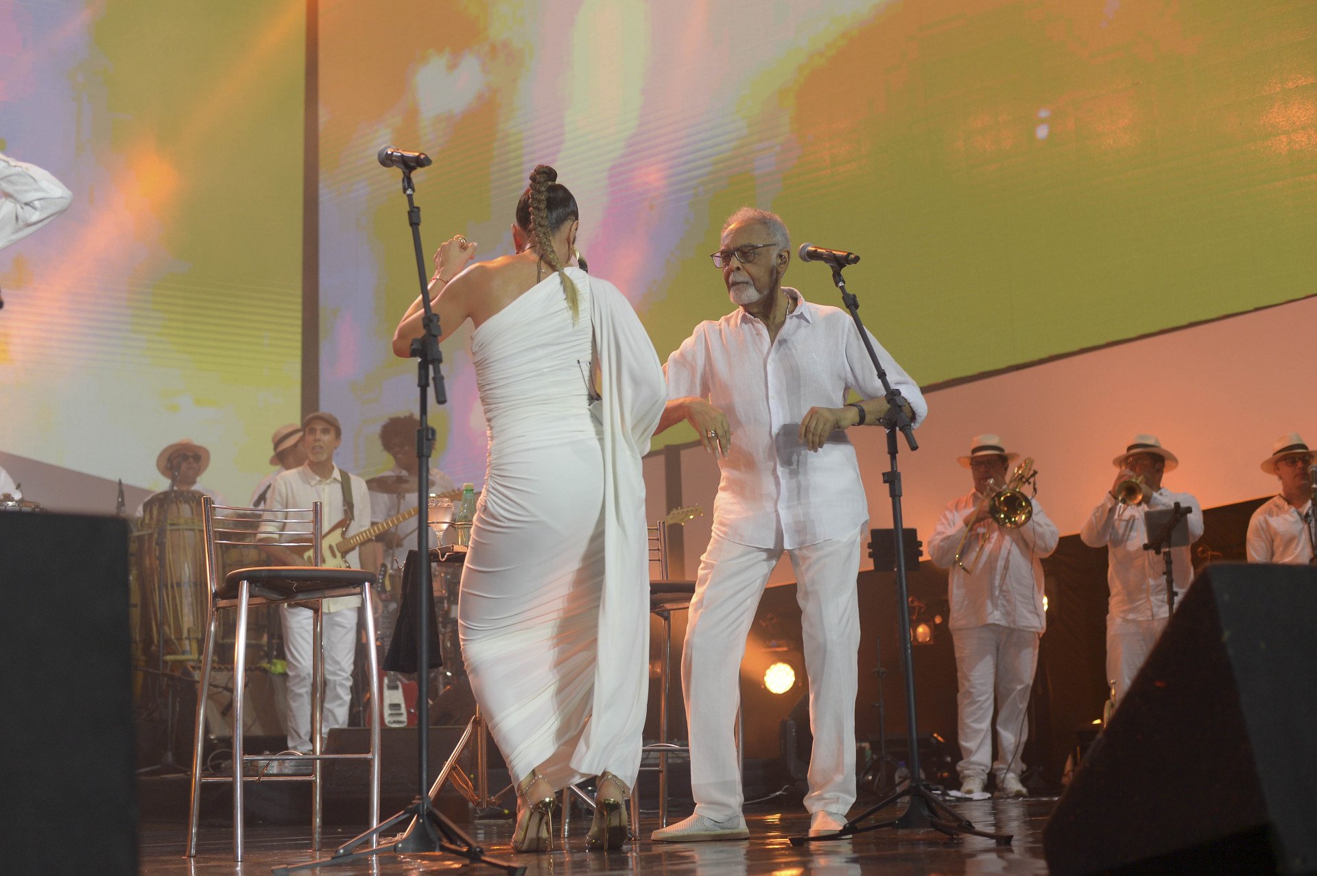 Gilberto Gil e Ivete Sangalo durante show pelo aniversário de Salvador - Ag News / Andre Muzell