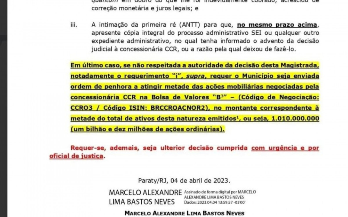 Na a&ccedil;&atilde;o a prefeitura pede o bloqueio da metade das a&ccedil;&otilde;es da empresa que totaliza mais de R$ 12 bilh&otilde;es