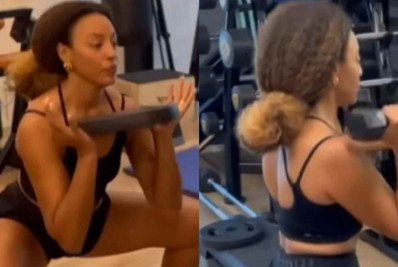 Sheron Menezzes pega pesado na academia e brinca: 'Em busca do balde chutado'