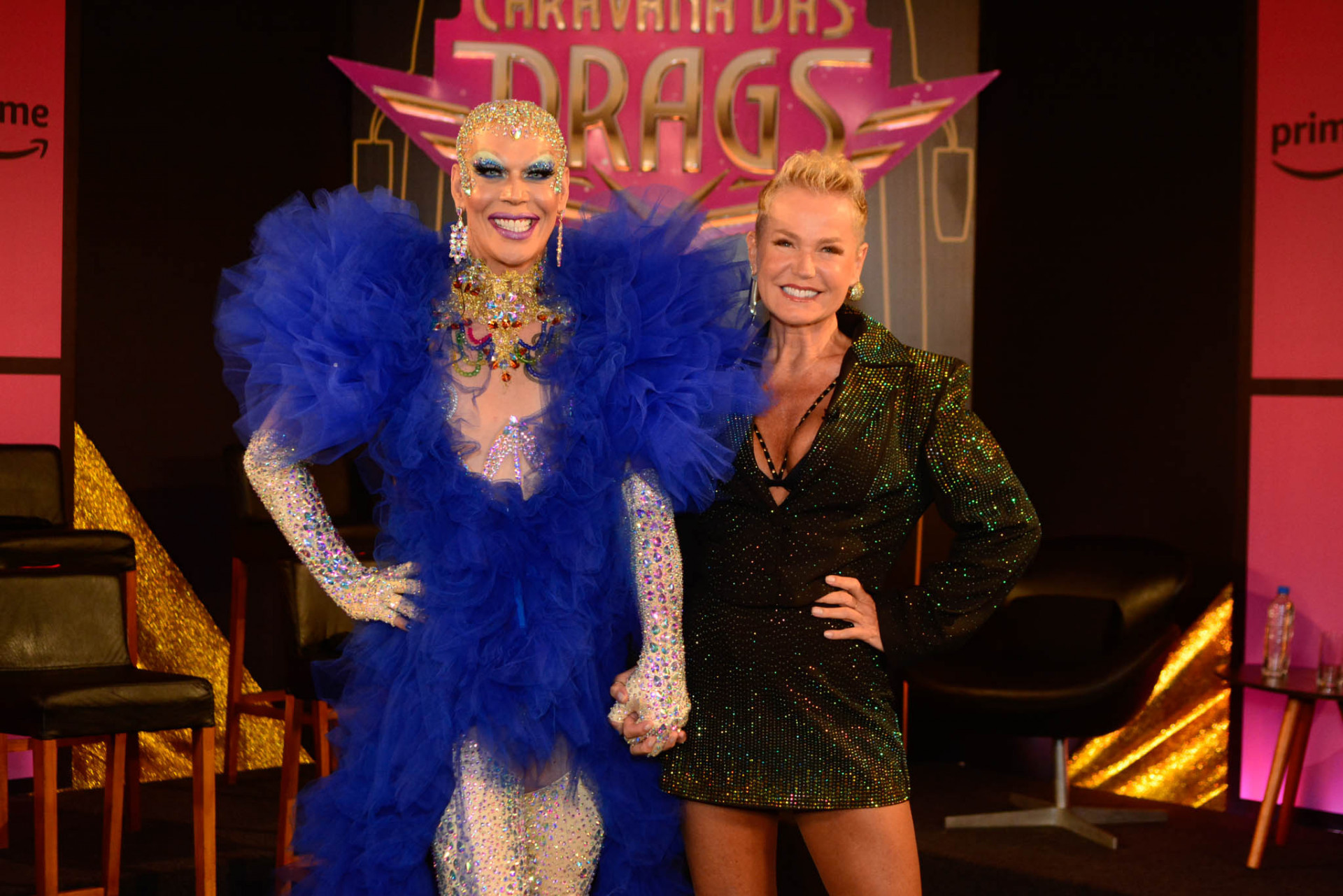 Ikaro Kadoshi e Xuxa na coletiva de imprensa de 'Caravana das Drags' - Webert Belicio / Ag. News