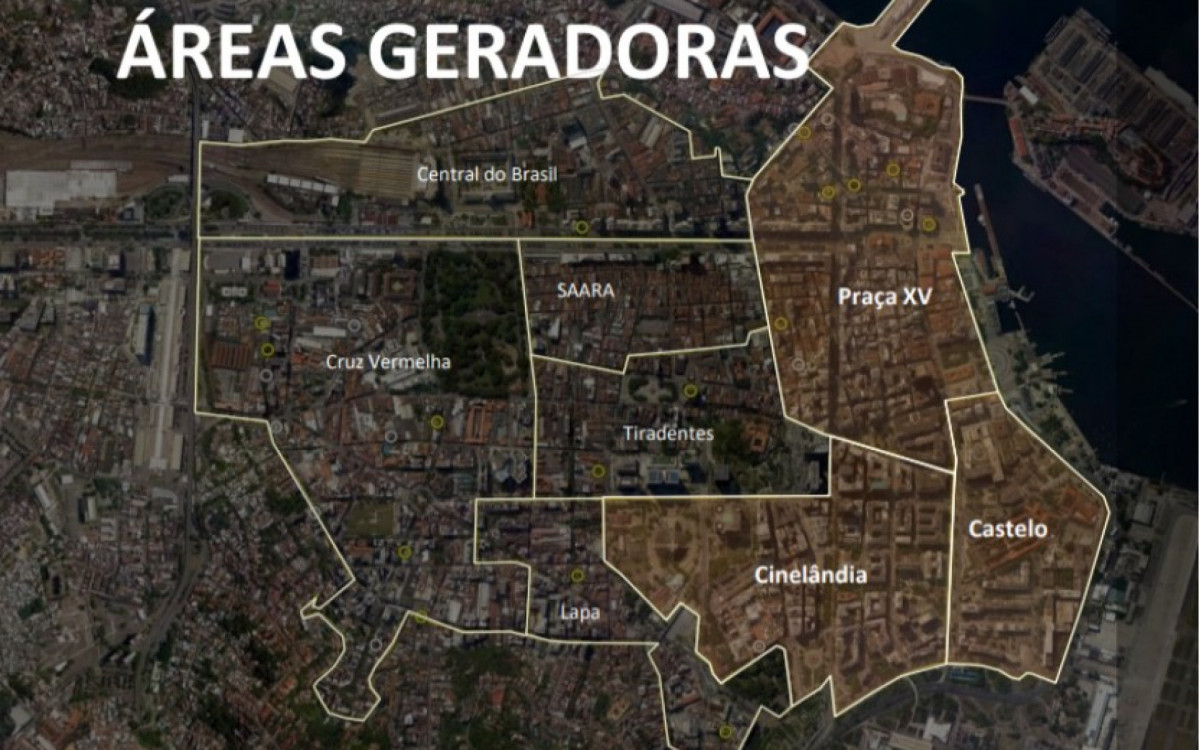 Geração de potencial construtivo será restrita às áreas Praça XV, Castelo e Cinelândia - Divulgação: Prefeitura/Google