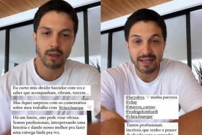 Romulo Estrela rebate críticas após publicar fotos com Clara Buarque nos bastidores de 'Travessia'