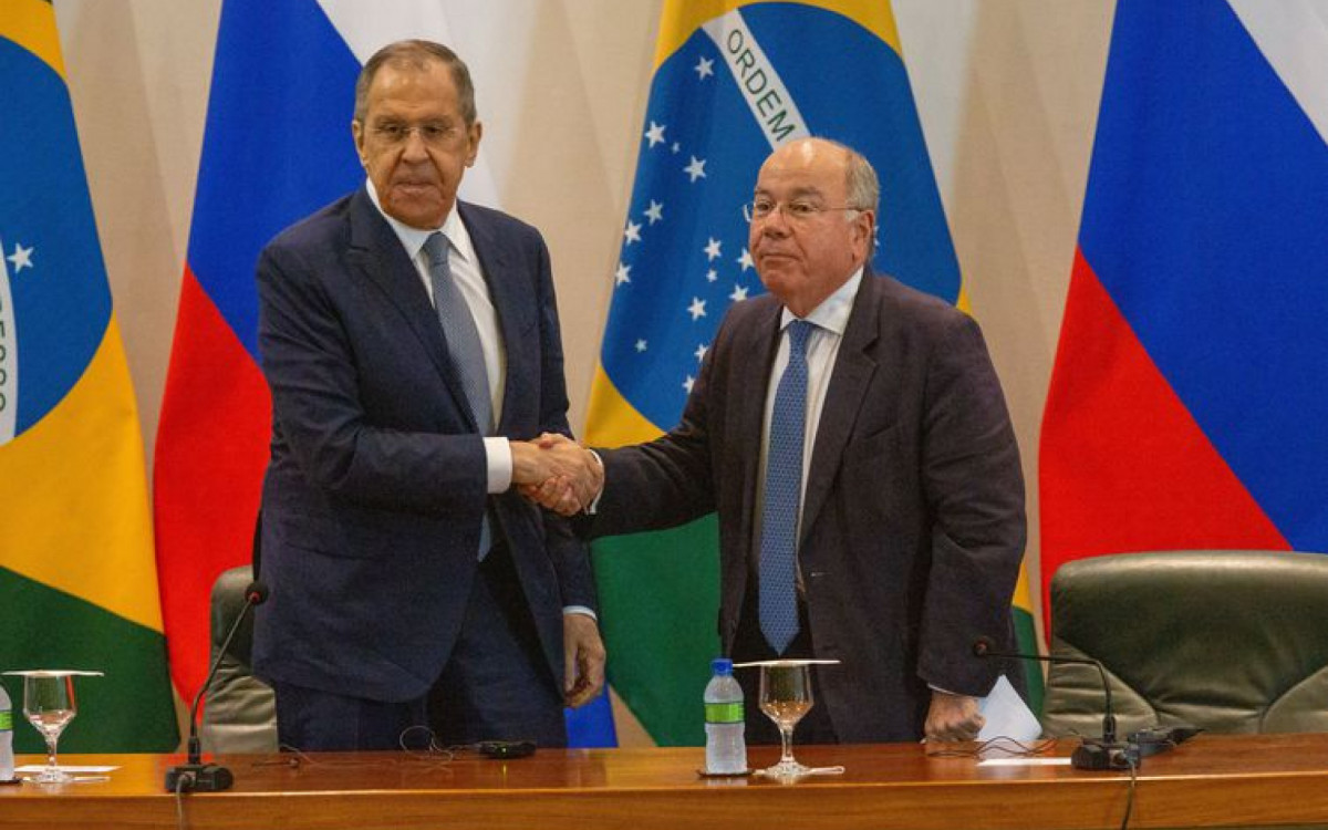Ministros das Relações Exteriores do Brasil, Mauro Vieira, e da Russia, Sergei Lavrov - Reprodução/ Agência Brasil