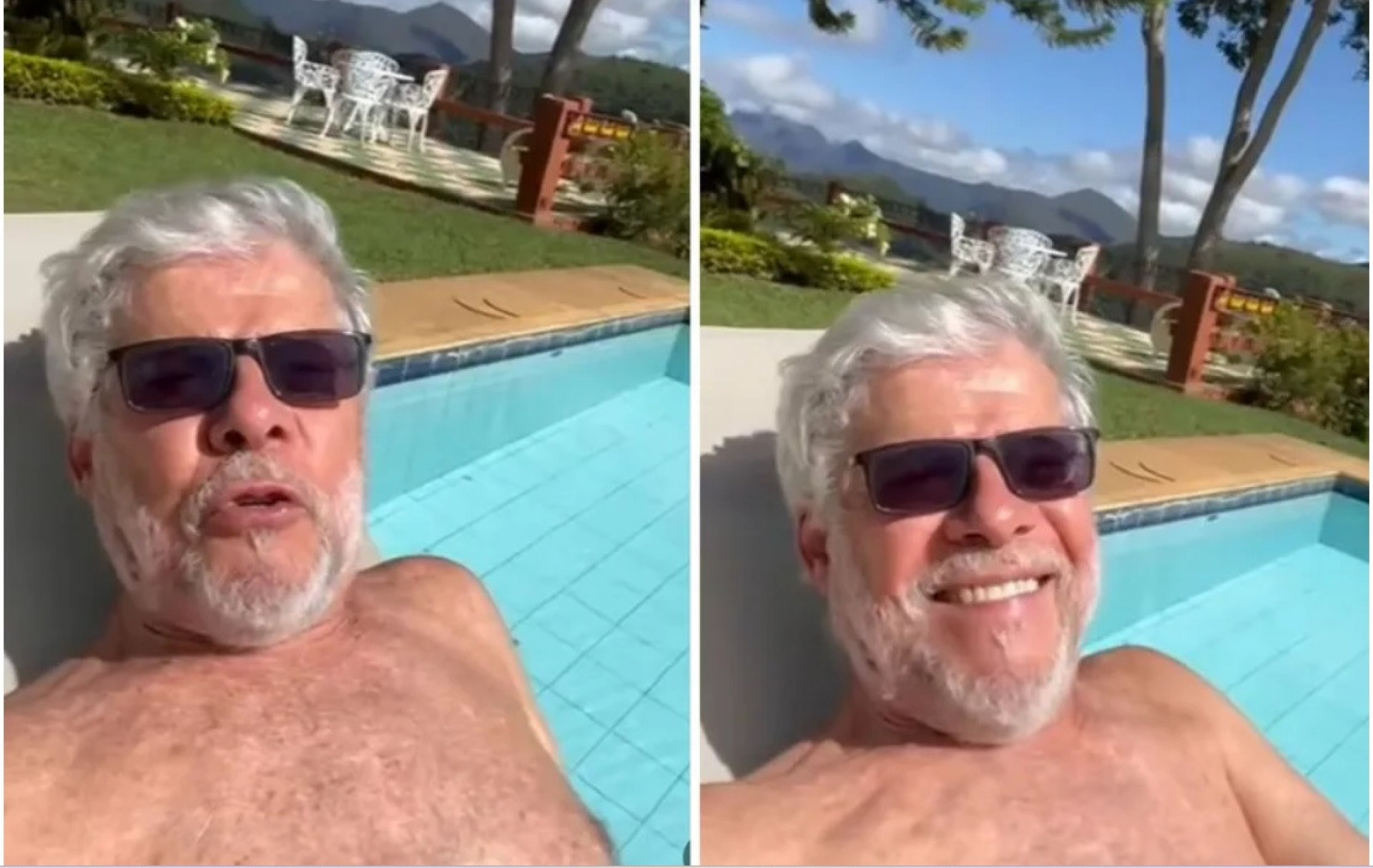 José Mayer surge sorridente na beira da piscina - Reprodução / Instagram