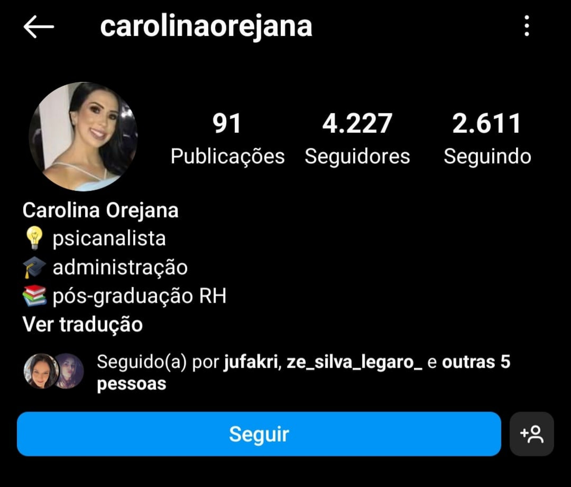 Perfil de suposto affair de Fernando Zor - Reprodu&ccedil;&atilde;o Instagram