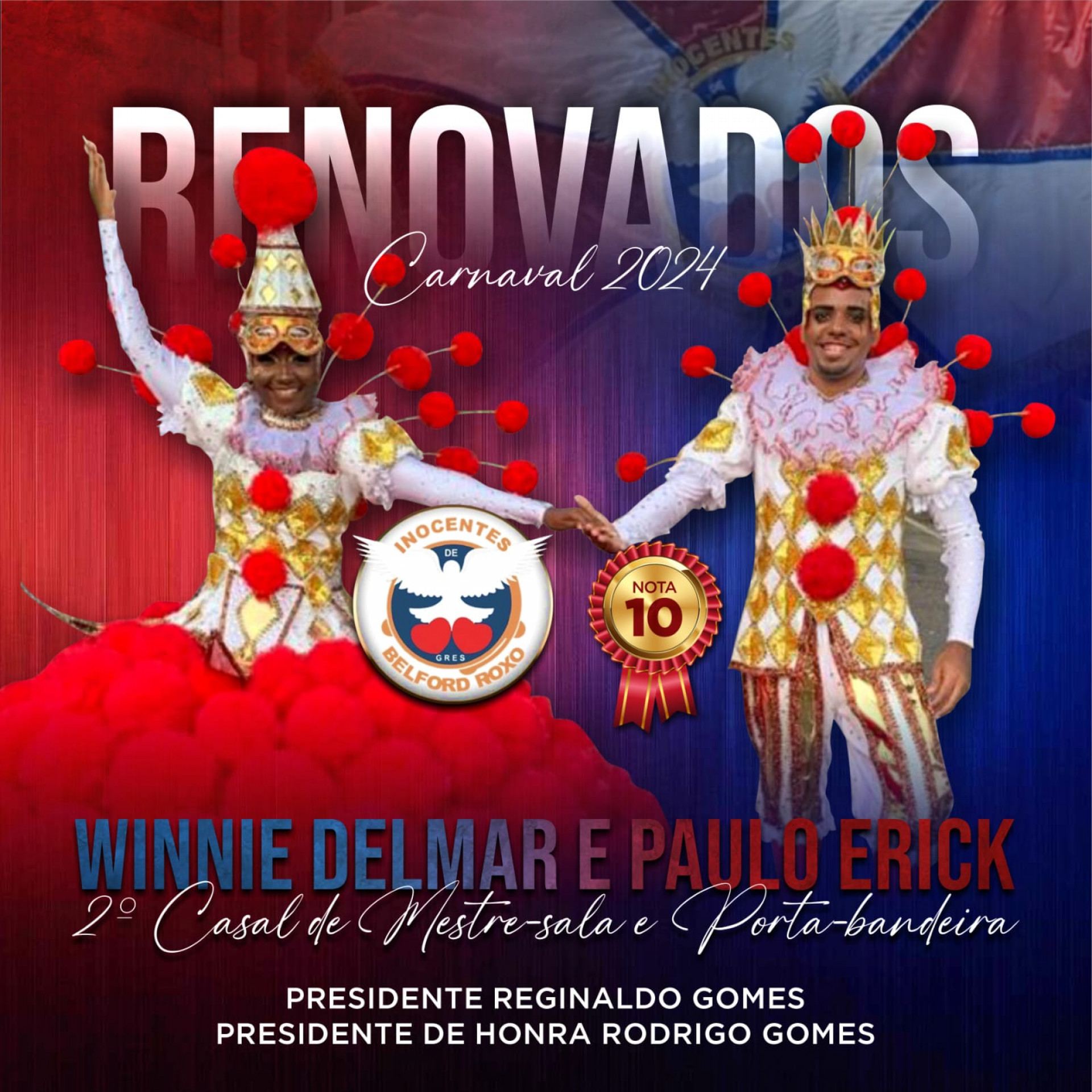 Paulo Erick e Winnie Delmar continuarão brilhando na Inocentes de Belford Roxo em 2024 - Divulgação