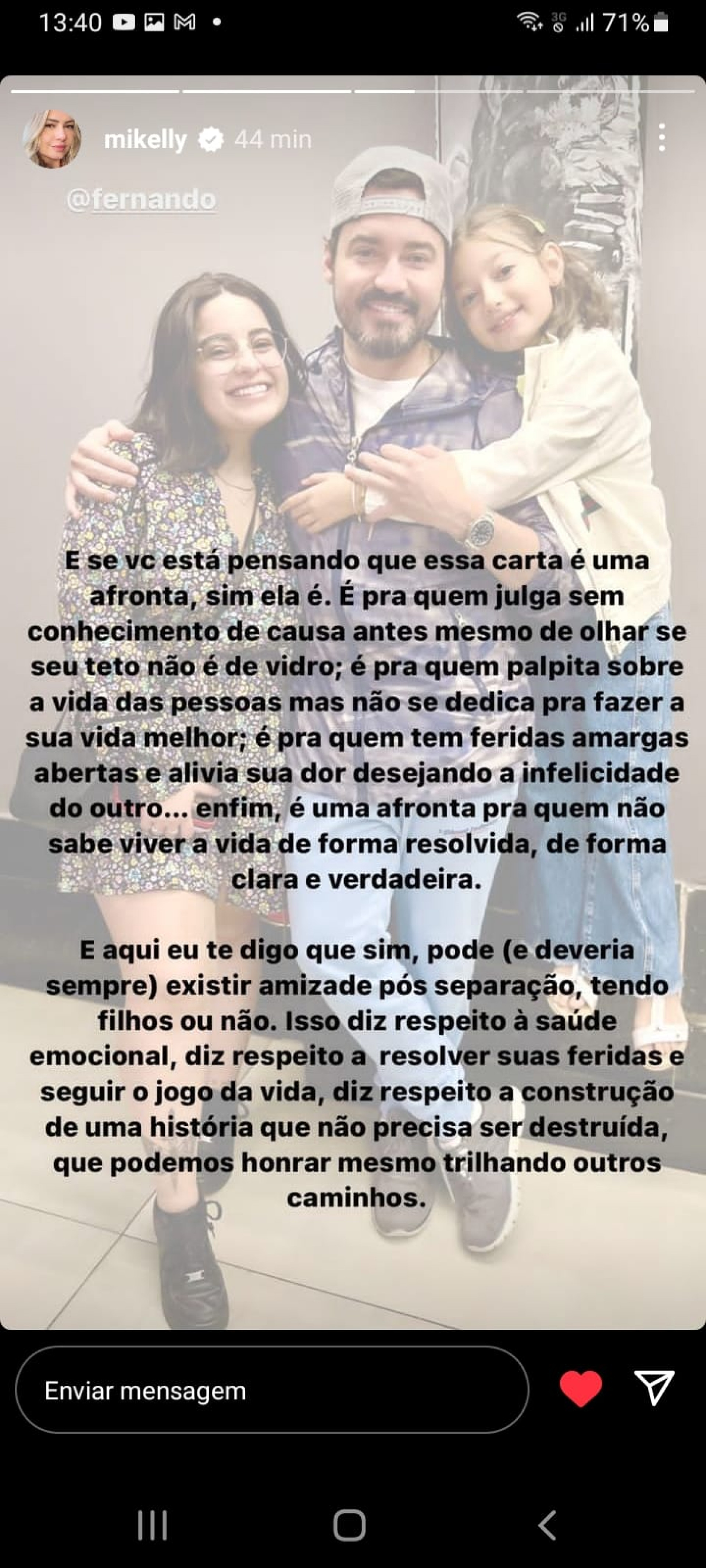 Homenagem de Mikelly a Fernando no dia do aniversário - Reprodução Internet