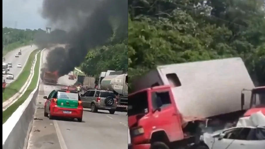 Acidente envolvendo 15 veículos deixa 14 feridos; Vídeo