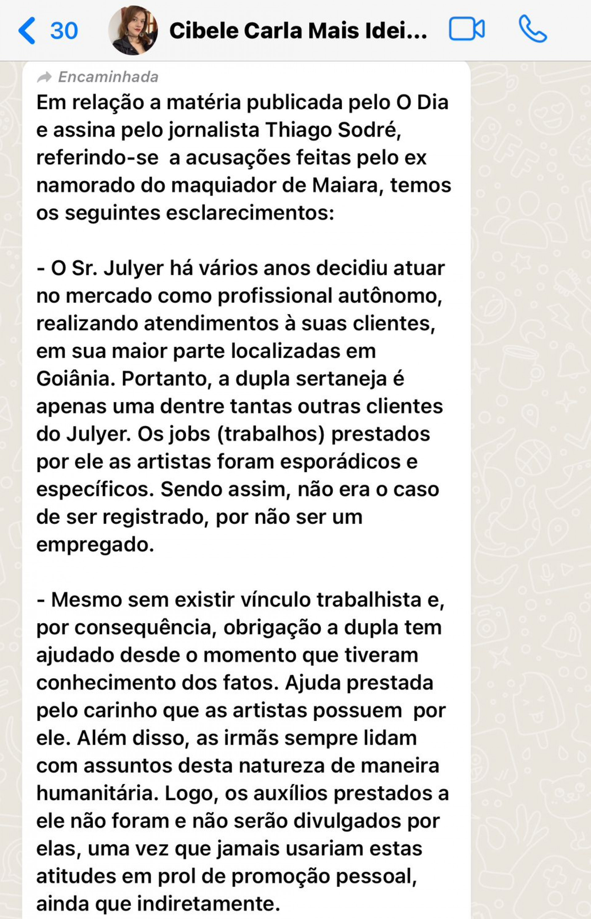 Caso ex-maquiador de Maiara e Maraisa que teria sofrido AVC durante o trabalho - Foto reprodução internet
