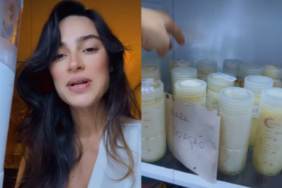 Thaila Ayala mostra estoque de leite materno para doação