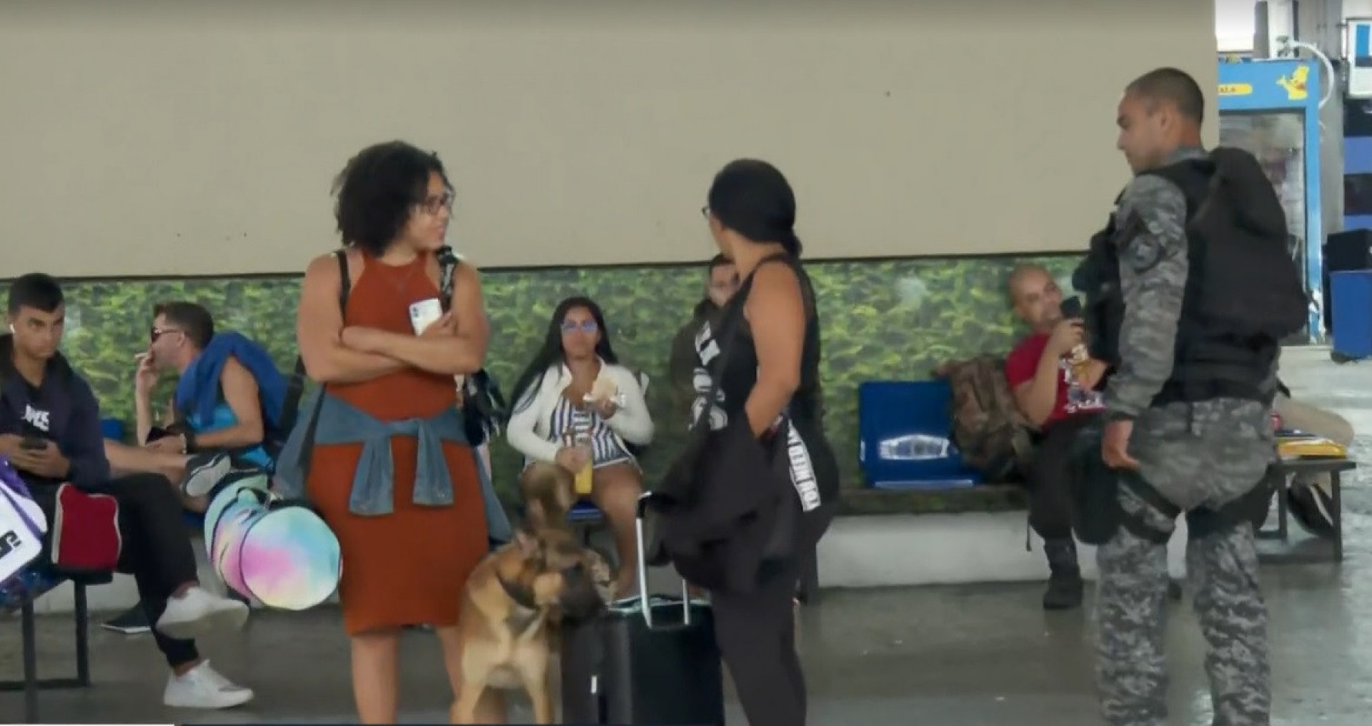 Cachorro da PM ajuda em buscas de algo ilícito na rodoviária do Centro do Rio - Reprodução de vídeo / TV Globo