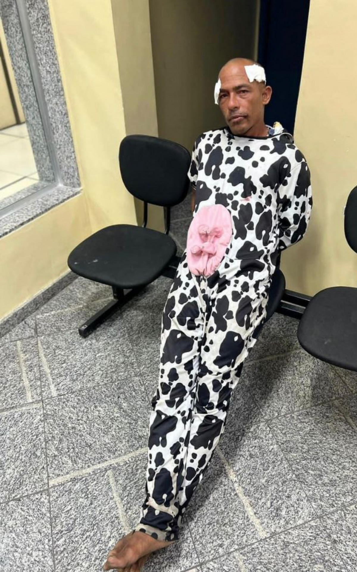 Homem fantasiado de vaca tentou roubar a mochila de uma jovem em Copacabana - Reprodu&ccedil;&atilde;o