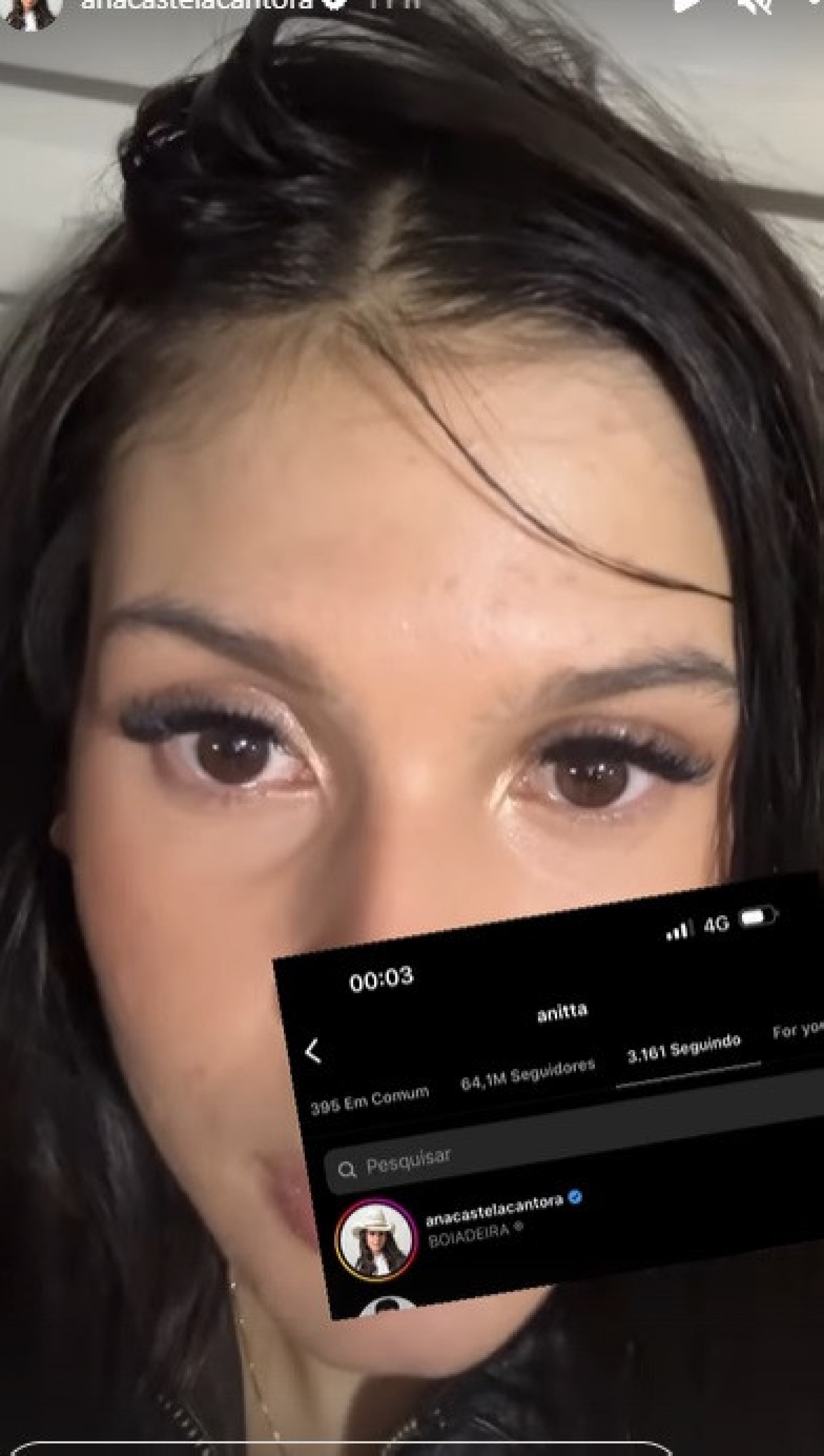 Ana Castela comemora após Anitta a seguir em rede social - Reprodução do Instagram