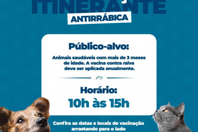 Praça da Vila Tirantes recebe Campanha de Vacinação Antirrábica nesta quinta (25)