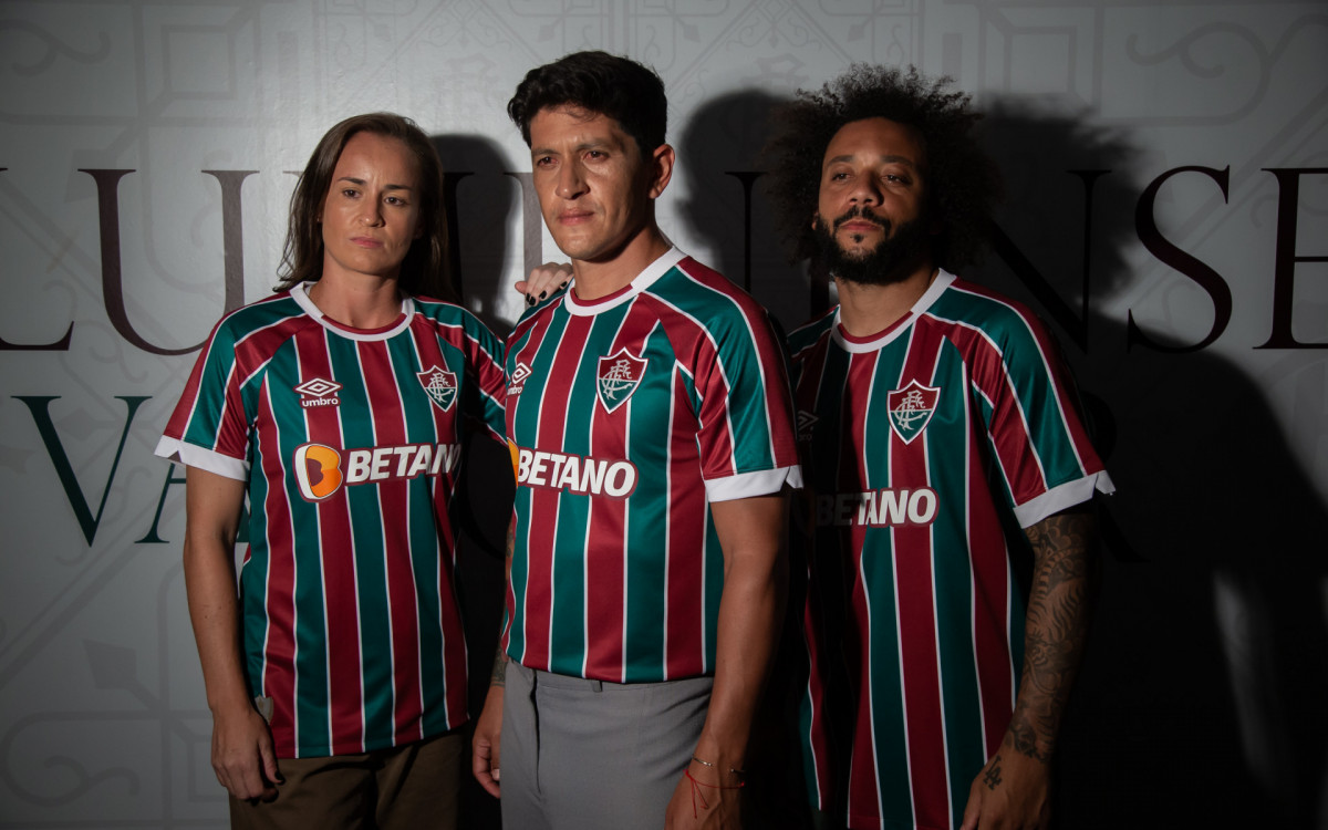 Gislaine, Cano e Marcelo foram os modelos da campanha de lançamento da nova camisa tricolor para 2023