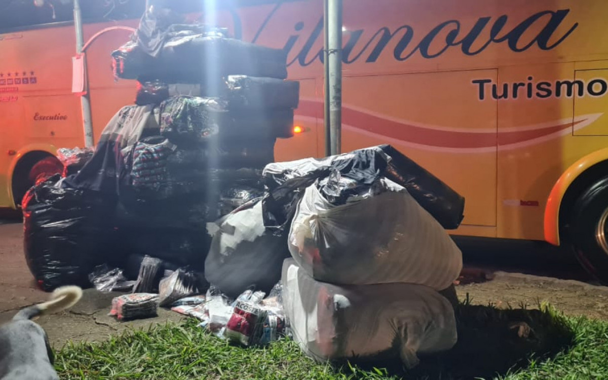 Cuecas apreendidas estava dentro de sacolas no bagageiro de um &ocirc;nibus de viagem