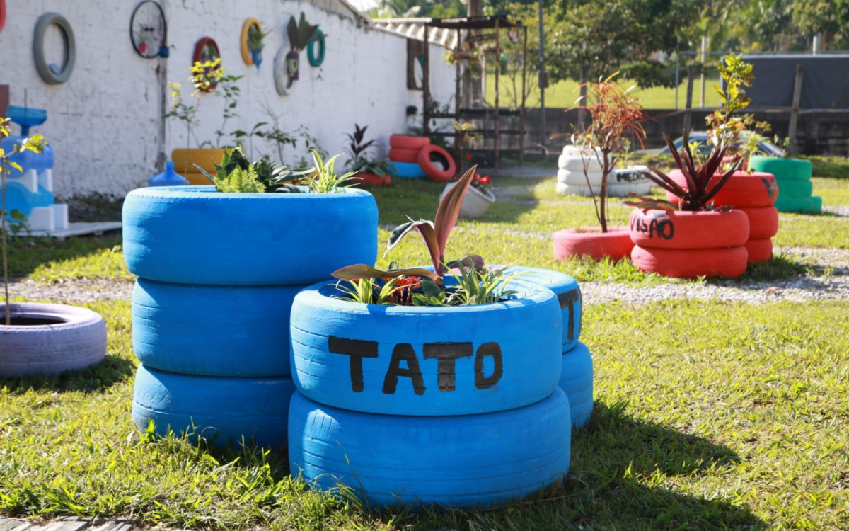 O jardim sensorial tem por objetivo aguçar os cinco sentidos